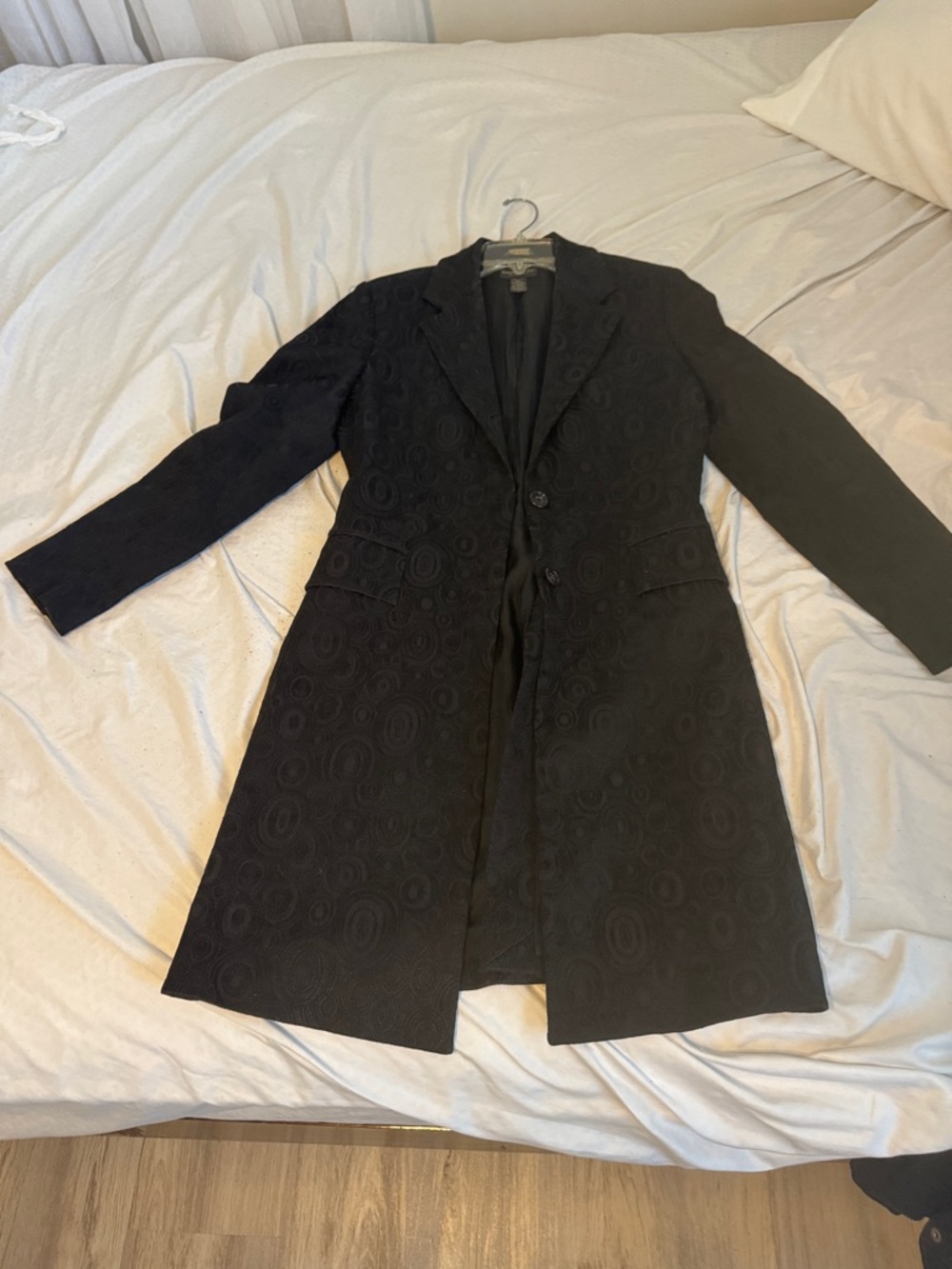 Banana Republic Black Textured Long Trench Coat